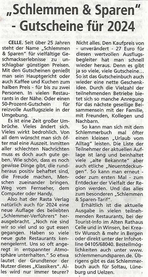 Schlemmen & Sparen - Gutscheine für 2024