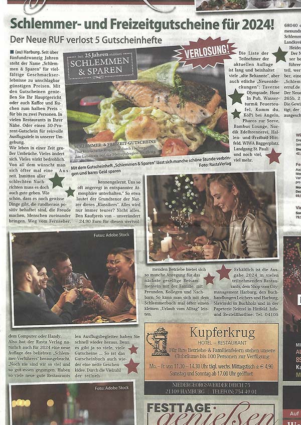 Schlemmer- und Freizeitgutscheine für 2024